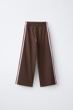 PANTAL?N WIDE LEG BANDAS / Marr?n