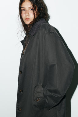 WAXED TRENCH COAT WITH CORDUROY COLLAR - Zara фото 6