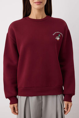 TRENDYOLMILLA Tas Animal Nak?sl? Regular/Normal Kal?p Kal?n Ici Polarl? Orme Sweatshirt TWOAW24SW00196  фото 19