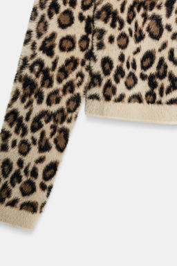 ANIMAL PRINT FAUX FUR KNIT JUMPER - Zara фото 3