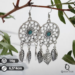 Серьги ассорти История листочки, цвет голубой в чернёном серебре