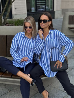 Блуза DilanaVIP 2099/1 голубая полоска - Dilana vip фото 3