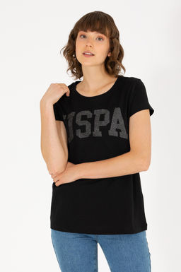 U. S. Polo Assn Женская черная базовая футболка с круглым вырезом - U.s. polo assn фото 4