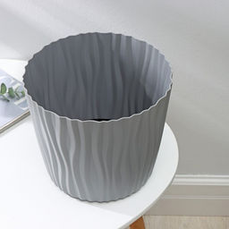 Кашпо для цветов со вставкой «Волна», 8 л, d=25 см, h=21.5 см, цвет серый