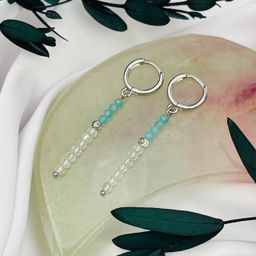 Серьги длинные из Амазонита и Горного Хрусталя - Радуга самоцветов фото 2