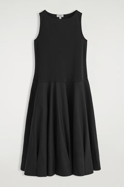 VESTIDO EVAS? DE ALGOD?N CON CUELLO BARCO