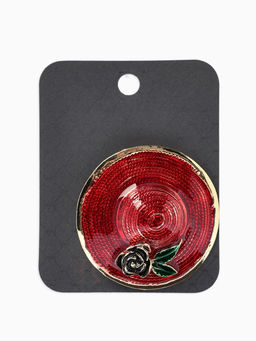 Брошь «Шляпа» с цветком, цветная в черненом золоте