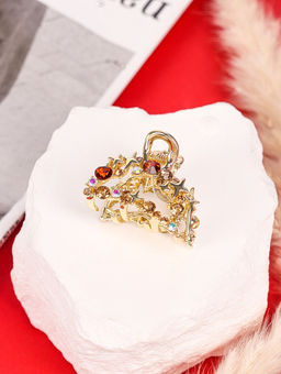 Цена за 6 шт. Крабик для волос «Селена галант», дуга, 3 см, золото