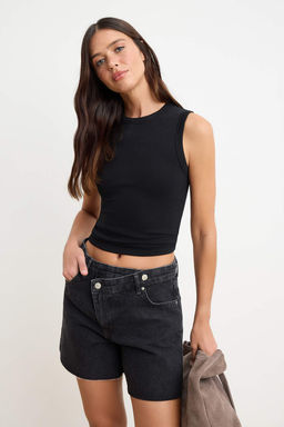 Beyaz Asimetrik Bel Detayl? City Boy Denim Sort TWOSS26SR00220 - Trendyolmilla фото 5