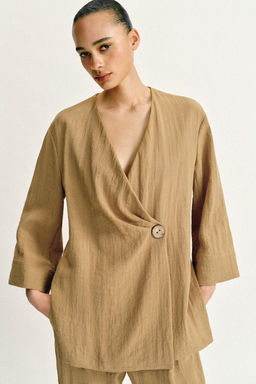CHAQUETA CRUZADA ABERTURAS LATERALES SET / Tostado - Zara фото 2