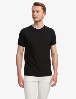 Siyah Slim Fit %100 Pamuk Bisiklet Yaka Ti__rt