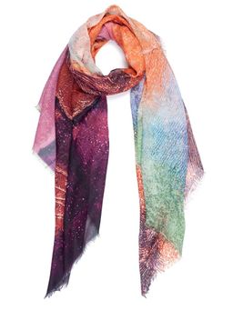 Палантин из вискозы с акварельно-геометрическим принтом