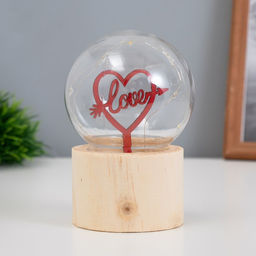 Фигурка световая RISALUX «Влюбленное сердце», LED-ночник, 3×AG10, шар-8 см, 6.5×6.5×11.5 см