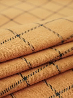 Теплый хлопок Клетка-штрих цв.морковно-оранжевый, ш.1.5м, хлопок-100%, 160гр/м.кв - Купава фото 3