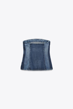 TRF DENIM BANDEAU TOP