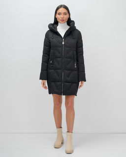 Куртка зимняя женская классическая с капюшоном черного цвета 7671Ch - Visdeer фото 16