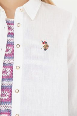 Женская белая базовая рубашка с длинным рукавом - U.s. polo assn фото 7