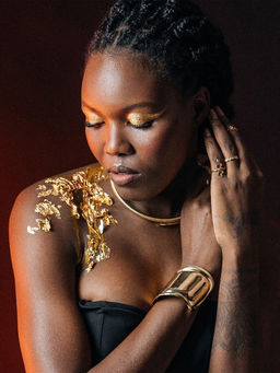 Браслет манжета «Изгиб», d=6 см, цвет золото