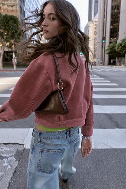 CAZADORA PANA CUELLO EFECTO PIEL / MARSALA - Zara фото 3