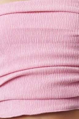 Premium Pembe Straplez Buzgulu Esnek Orme Bluz TWOSS24BZ00216