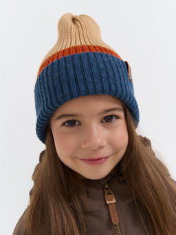 Шапка тыква из смесовой шерсти однослойная Колор блок Деним - Bungly фото 4