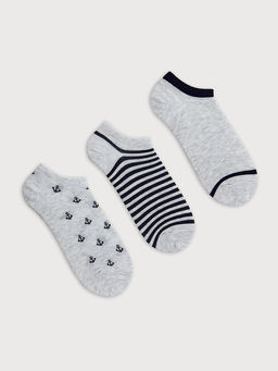 Носки детские мультипак (3 пары) серые с рисунком в виде морских якорей и полосок - Mark formelle фото 3