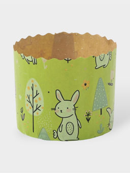 Цена за 2 шт. Формы для выпечки кулича бумажные «Зайки в лесу», одноразовые, набор 10 шт., 7×6 см, зелёные