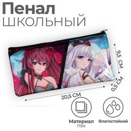 Пенал школьный, плоский, ПВХ, 9.5×20.5 см «Девочка аниме»