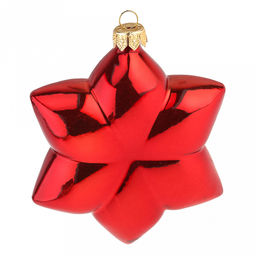 Елочная игрушка стеклянная Звезда 10х10х12см, зеркально-алый, в подарочной коробке (Россия)