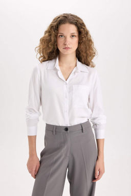 Regular Fit Basic Duz Uzun Kollu Gomlek - Defacto фото 2