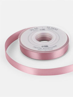 Лента атласная TEIRA, двухсторонняя, 15 мм, 25±1 м, розовая №165