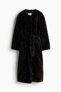 Abrigo efecto pelo con cinturon de anudar - H&m фото 8