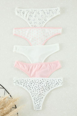 Trendyolmilla Cok Renkli 5li Paket Pamuklu Fitilli Tanga Orme Kulot THMAW25KU00040