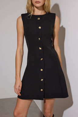 Limited Edition Siyah Aksesuar Detayl? Mini Dokuma Elbise TWOAW26EL00133