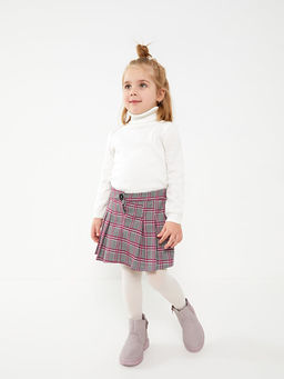 Beli Lastikli Ekose Desenli K?z Bebek ?ort Etek ve K?lotlu ?orap 2li