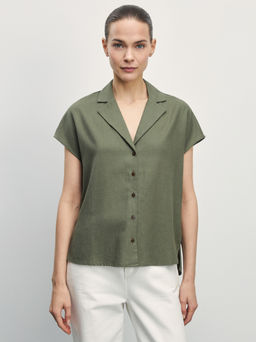 Блузка изо льна с английским воротником / Zarina  фото 3