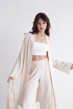 9537 Костюм из кимоно и брюк-палаццо кремовый - Martichelli фото 3