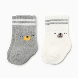Носки детские махровые Крошка Я Basic Line, 2 пары, 12-24 мес., молочный/серый