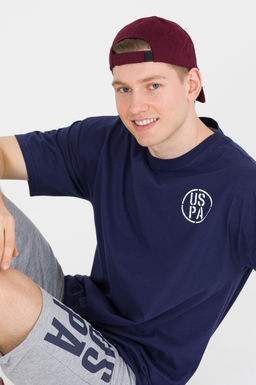 Erkek Lacivert Long Fit Bisiklet Yaka Ti__rt