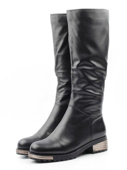 02-K66-D1 BLACK Сапоги зимние женские (натуральная кожа, натуральный мех (еврозима))