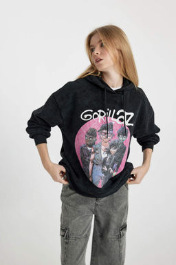 Сплошной толстый свитшот с капюшоном и эффектом потертостей Cool One Piece Oversize - Defacto фото 4