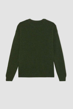 Трикотажный свитер обычного кроя с круглым вырезом - Defacto фото 9