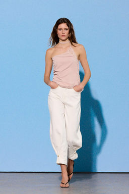 Limited Edition Ekru Paca Detayl? Yuksek Bel Baggy Jeans TWOSS26JE00255