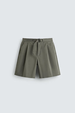 BERMUDA RELAXED FIT PLIEGUES CINTUR?N / Khaki - Zara фото 7