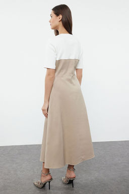 TRENDYOLMILLA Siyah Duz Midi Dokuma Elbise TWOAW25EL00162