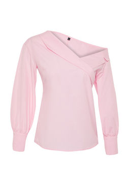 Trendyolmilla Pembe Kay?k Yaka Dokuma Bluz TWOSS24BZ00553  фото 7