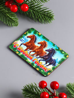 Цена за 3 шт. Магнит на холодильник «Конь. С Новым Годом 2026», 9.5×6.5 см