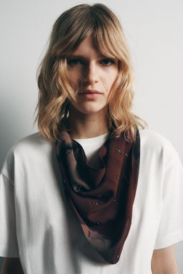 BEADED PRINTED BANDANNA
