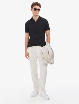 Siyah Slim Fit %100 Pamuk K_vr_lmaz Polo Yaka Basic Ti__rt