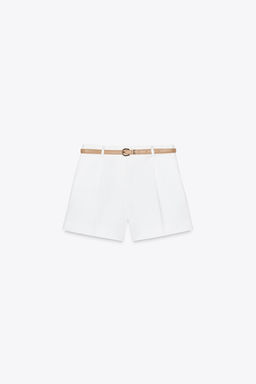 DARTED BERMUDA SHORTS WITH BELT